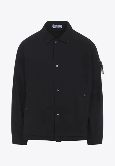 Stone Island Jacket Arm Patch Collared Design Front Pockets In Black