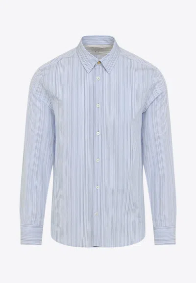 Paul Smith Striped Long-sleeved Shirt In Gnawed Blue