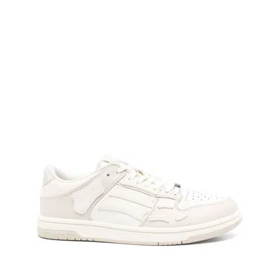 Amiri Pacific Bones Leather Panelled Sneakers In Nude