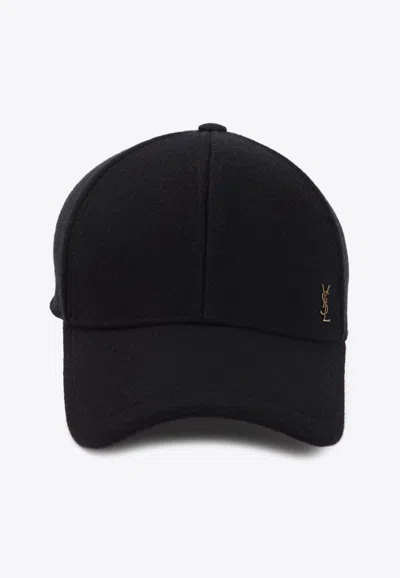 Saint Laurent Cassandre Baseball Cap In Black