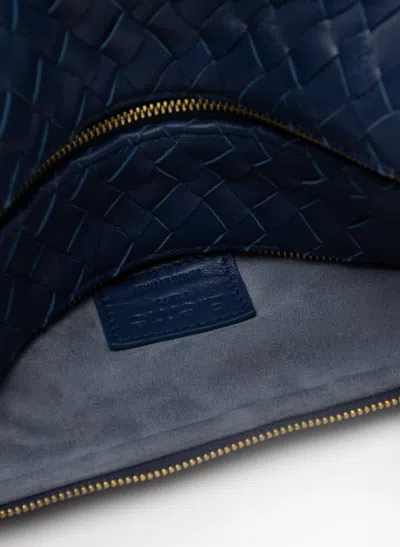 Elleme Trousse Woven Leather Navy In Blue