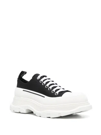 Alexander Mcqueen Black Canvas Tread Slick Sneakers In Multi