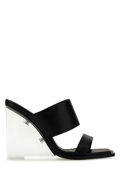 Alexander Mcqueen Black Leather Shard Mules In Black
