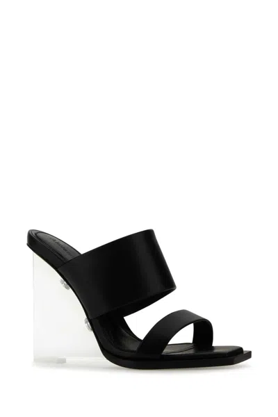 Alexander Mcqueen Black Leather Shard Mules In Black