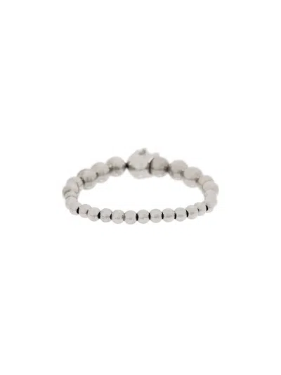 Alexander Mcqueen Skull Multi-bead Brass Bracelet In Silver