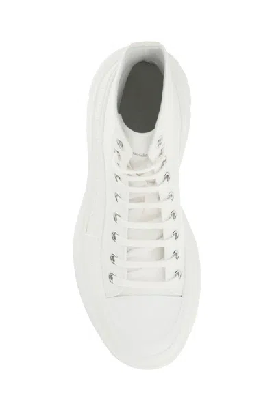 Alexander Mcqueen 45mm Tread Slick Canvas Combat Boots In White