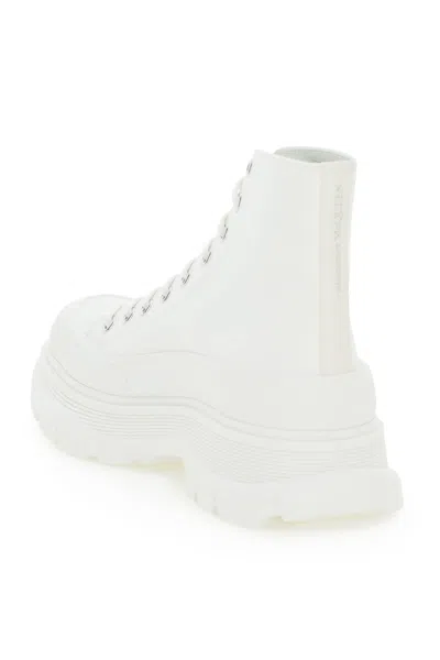 Alexander Mcqueen 45mm Tread Slick Canvas Combat Boots In White