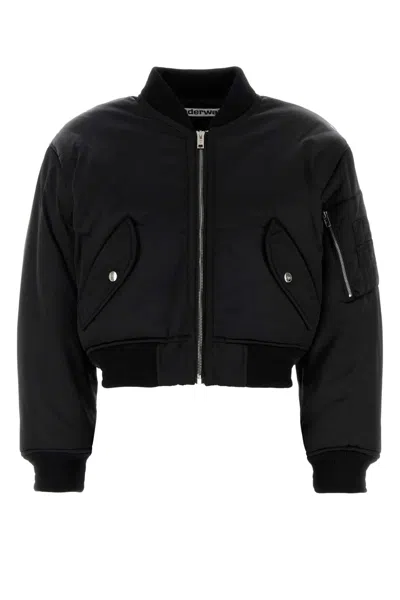Alexander Wang Bomber Jacket Nylon Ribbed Cuffs In Black