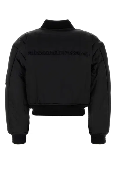 Alexander Wang Bomber Jacket Nylon Ribbed Cuffs In Black