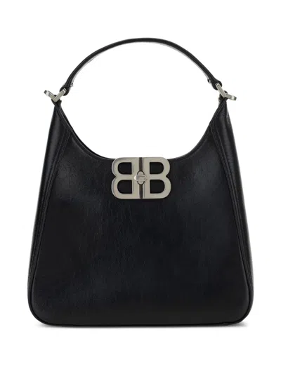 Balenciaga Bb Soft Lambskin Leather Hobo Bag In Black