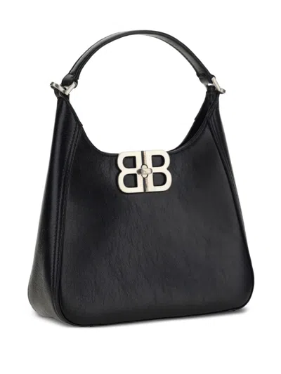 Balenciaga Bb Soft Lambskin Leather Hobo Bag In Black