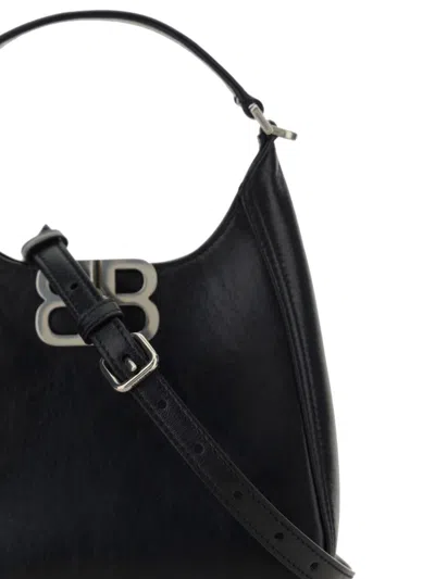 Balenciaga Bb Soft Lambskin Leather Hobo Bag In Black