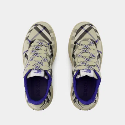 Burberry Woman Sneakers Light Grey Size 10 Textile Fibers In Multi
