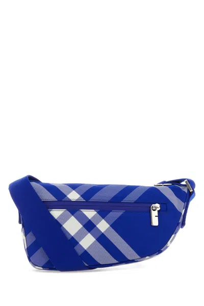 Burberry Shield Check Faux Leather Crossbody Bag In Blue