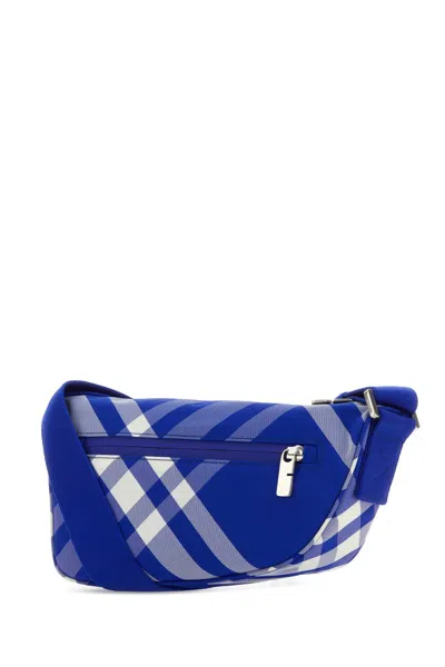 Burberry Shield Check Faux Leather Crossbody Bag In Blue