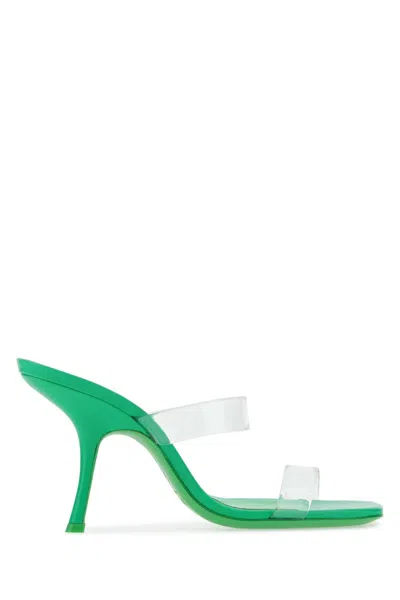 By Far Clara 100mm Square-toe Sandals In Green