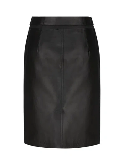 Fendi Cut-out Leather Midi Pencil Skirt In Black