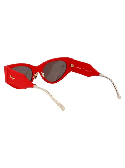 Ferragamo Red Karung Leather Sunglasses In Red