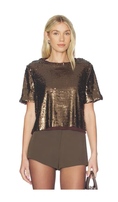 Rag & Bone Lucy Sequin Tee Coffee In Brown