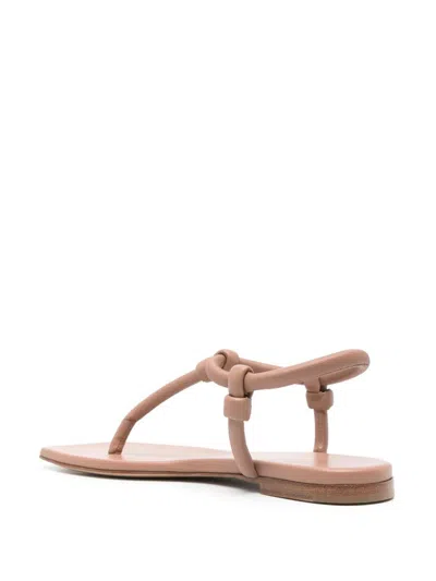 Gianvito Rossi Juno Tubular Leather Thong Sandals In Brown