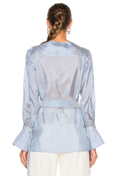 Calvin Klein Collection Keith Bis Belted Stripe Shirt In White | ModeSens