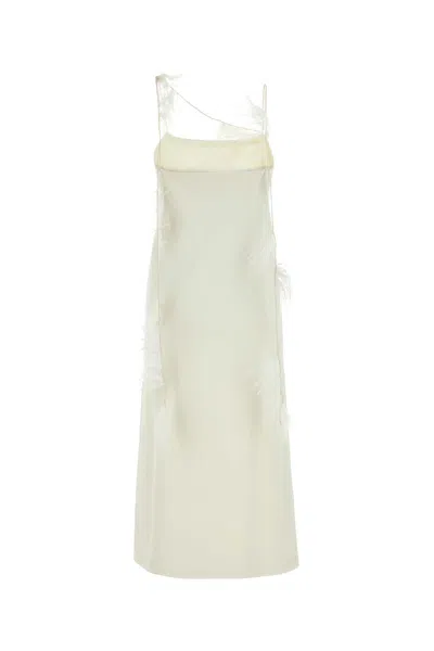 Jil Sander Ivory Viscose Blend Dress In White