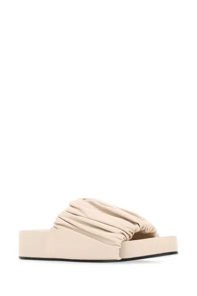 Jil Sander Sand Leather Slippers In Neutral