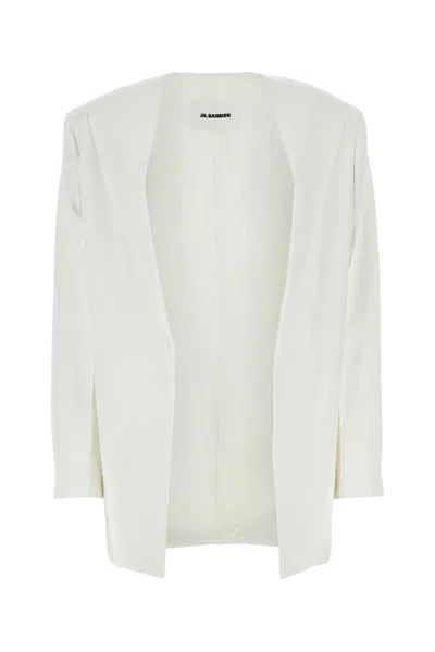 Jil Sander White Viscose Blazer In White