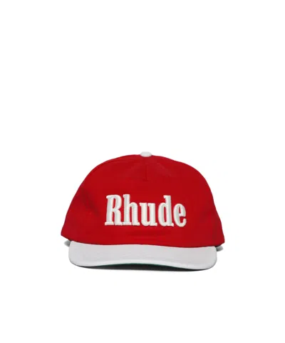Rhude Logo-embroidered Two-tone Cap In Red
