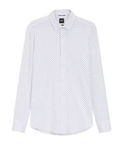 Hugo Boss Slim-fit Shirt In Italian-made Performance-stretch Fabric In White