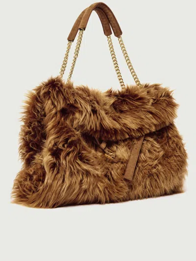 Orciani Medium Venus Wolf Chain-strap Shoulder Bag In Brown