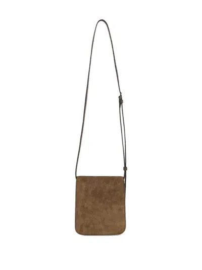 Tom Ford Mini Leather-trimmed Suede Shoulder Bag In Brown