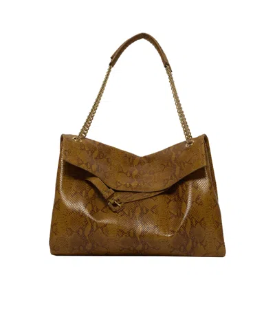 Orciani Venus Python-print Chain-strap Shoulder Bag In Brown