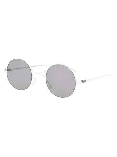 Mykita White Warmgrey Flash Nylon Sunglasses In Gray