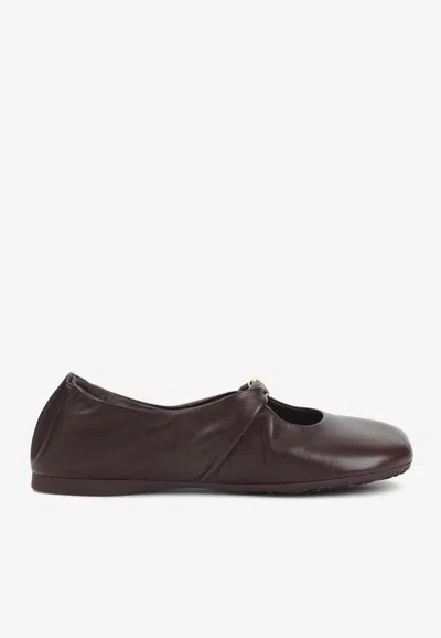 Loewe Pebble Soft Ballerinas In Burgundy