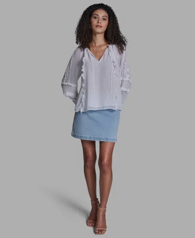 Bcbg Women's Pull-on Ruffle Top In White