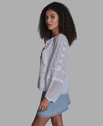 Bcbg Women's Pull-on Ruffle Top In White