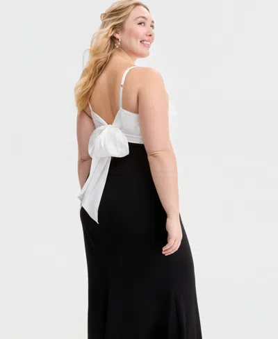 City Studios Created For Macy's,  Trendy Plus Size Ruched-bust Mermaid Gown In White