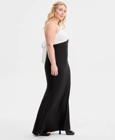 City Studios Created For Macy's,  Trendy Plus Size Ruched-bust Mermaid Gown In White