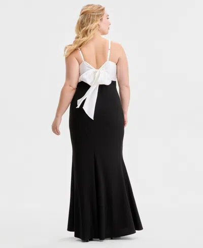 City Studios Created For Macy's,  Trendy Plus Size Ruched-bust Mermaid Gown In White