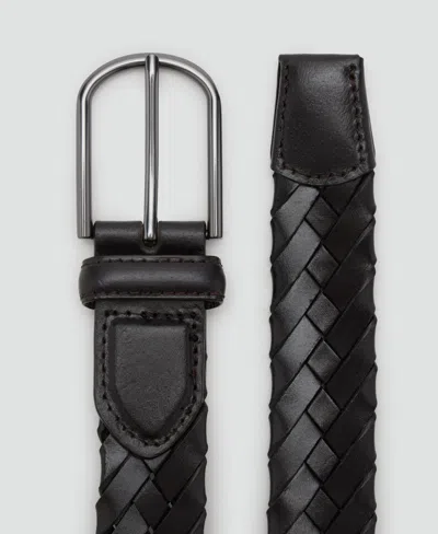 Mango Leather Braided Belt In Black