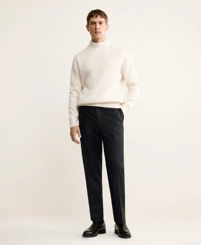 Mango Regular Fit Virgin Wool Pants In Black