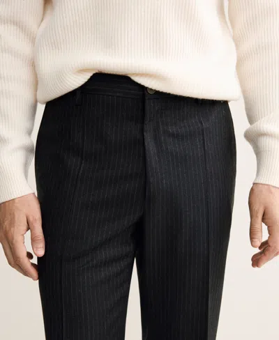 Mango Regular Fit Virgin Wool Pants In Black