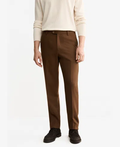 Mango Wool Blend Flannel Pants In Brown