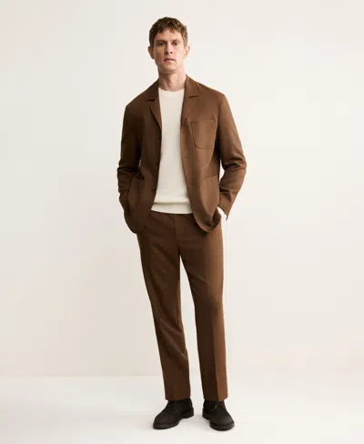 Mango Wool Blend Flannel Pants In Brown