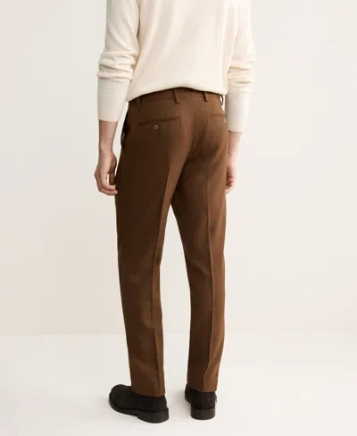 Mango Wool Blend Flannel Pants In Brown
