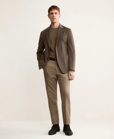 Mango Slim Fit Stretch Cotton Blazer In Brown
