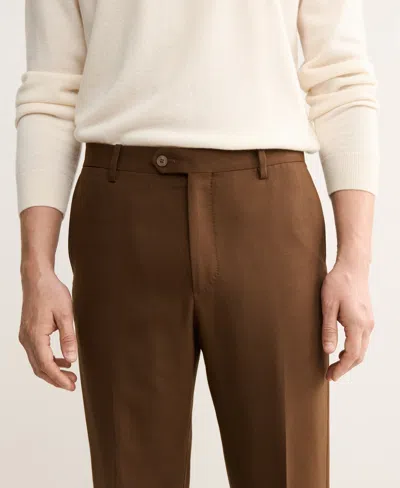 Mango Wool Blend Flannel Pants In Brown
