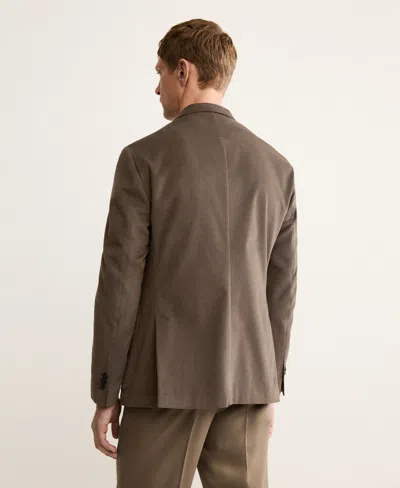 Mango Slim Fit Stretch Cotton Blazer In Brown
