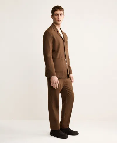 Mango Wool Blend Flannel Pants In Brown